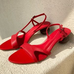 Zara red leather heels